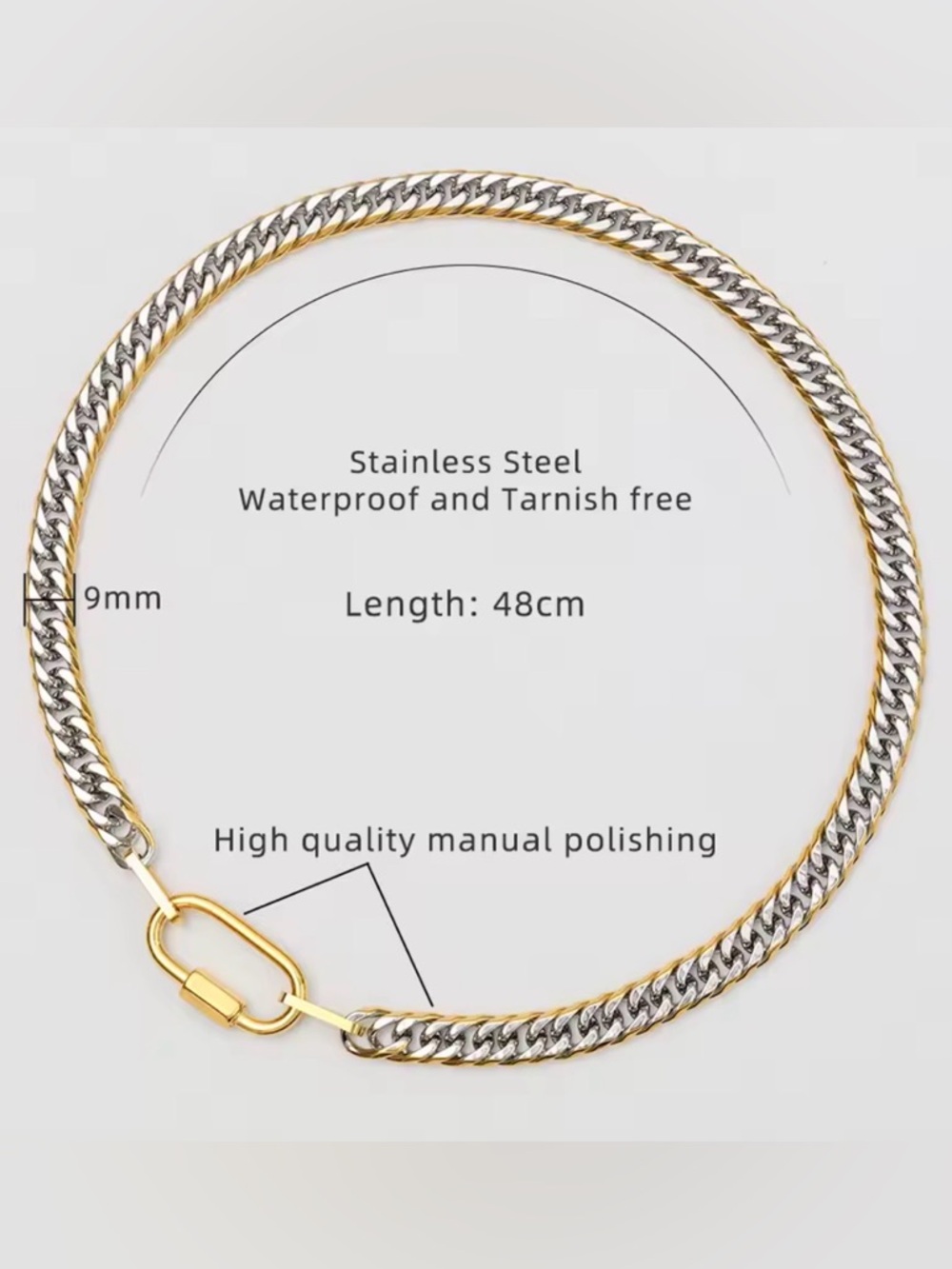 Two-Tone Stainless Steel Chain Necklace - Gold & Silver